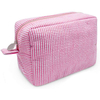 Wholesale Cosmetic Bags With Portable Handle High Quality Makeup Bag Travel Women Seersucker Makeup Pouch