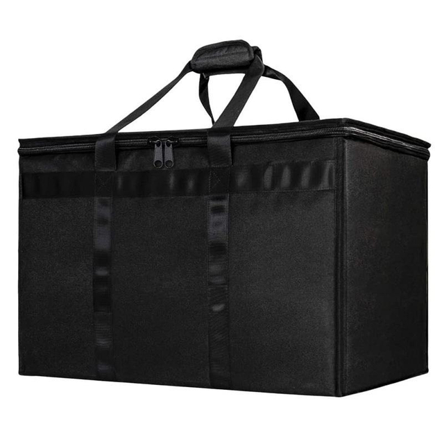 Black Large Capacity Custom Logo Insulated Food Delivery Bags Aluminum Foil Warmer Thermal Box Cooler Organizer