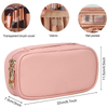 Pink Custom Private Label Logo Cosmetic Bags PU Leather Double Layer Make Up Bag Toiletry Storage Organizer Makeup Bag