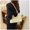 New Designer Custom Sling Tote Inclined Shoulder Bag with PU Shoulder Strap Wrinkle Puffer Tote Bag Women Girls