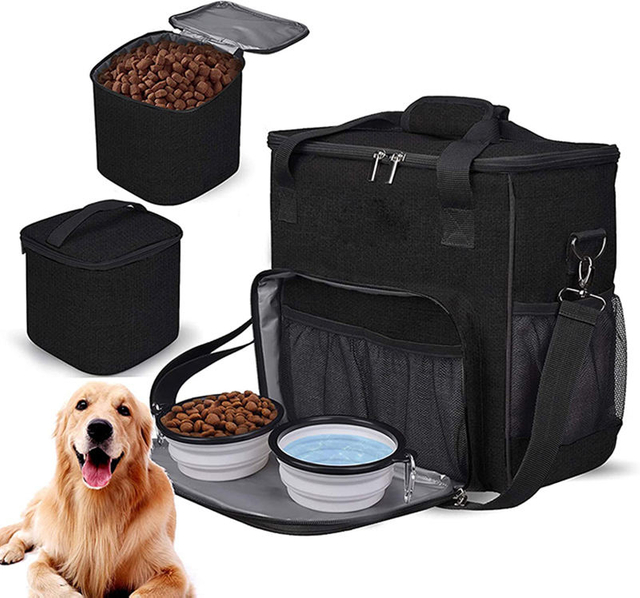 Airline Approved Travel Bag for Pet Dog Weekend Tote Organizer with Multi-Function Pockets with Food Storage Foldable Bowls