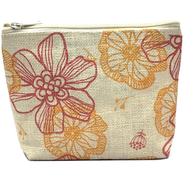 China Manufacturer Trending Eco Friendly Jute Material Cosmetic Bag with Logo Linen Travel Pouch Organizer for Toiletries