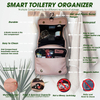 Luxury PU Travel Cosmetic Case Hanging Toiletry Bag Multipurpose Makeup Organizer With Waterproof PVC Pockets