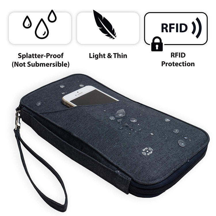 RFID blocker waterproof family credit card document ticket travel wallet organizer bag for passport