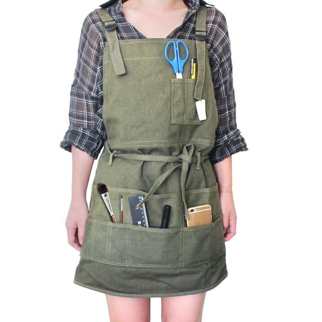 Artist Canvas Apron with Pockets for Unisex, Adult Painting Aprons Gardening Slight Waterproof Painting Apron for Painter