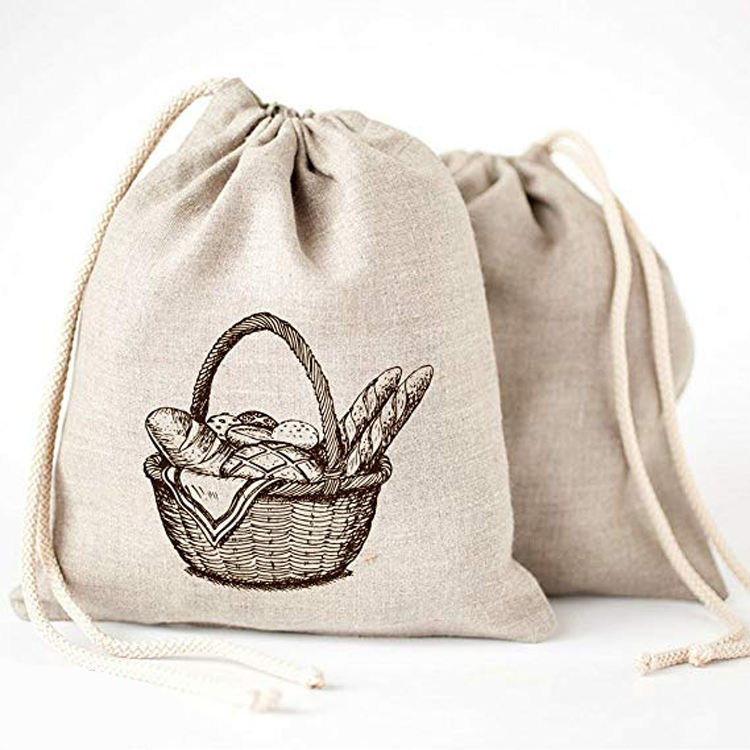 Custom printed packaging biodegradable organic fabric bread bag