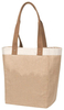 Reusable Grocery Bag Shopping Tote Cotton Jute Burlap with Leather Handle - Water Resistant Laminated Inner Lining