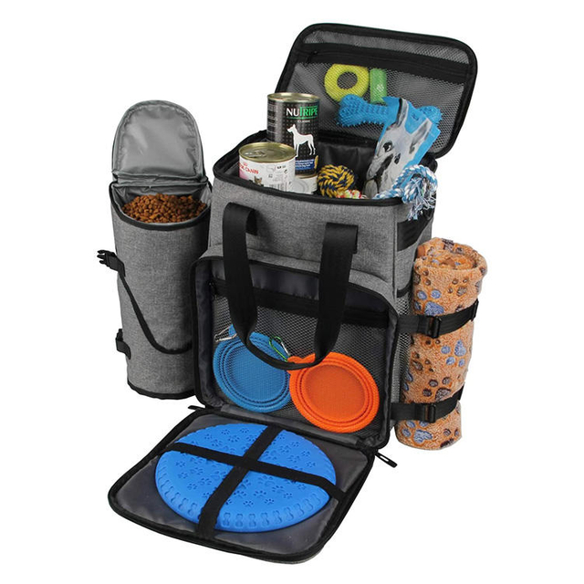 Pet Travel Organizer Tote Bag Dog Food Storage Container Bag Large Capacity Outdoor Pet Backpack