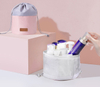 Waterproof Designer Travel Custom Women Ladies Makeup Organizer Pouch Pink Drawstring Cosmetic Bag