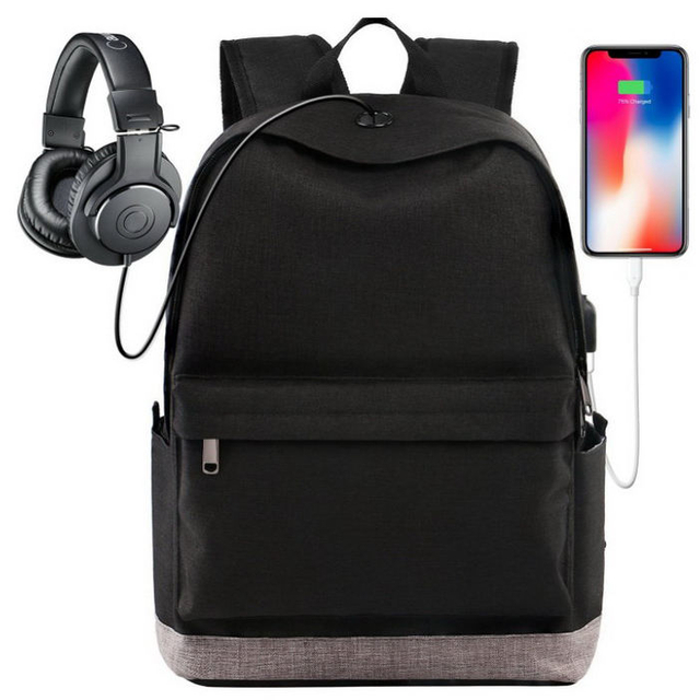 Fashion Waterproof Men Women Laptop Bag Smart Backpack With Earphone Hole And USB Charge Port
