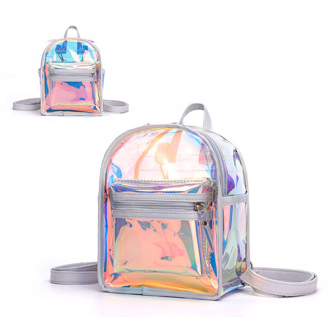 Pu Leather Holographic Glitter Faux Backpack Fashion Girl Daypacks