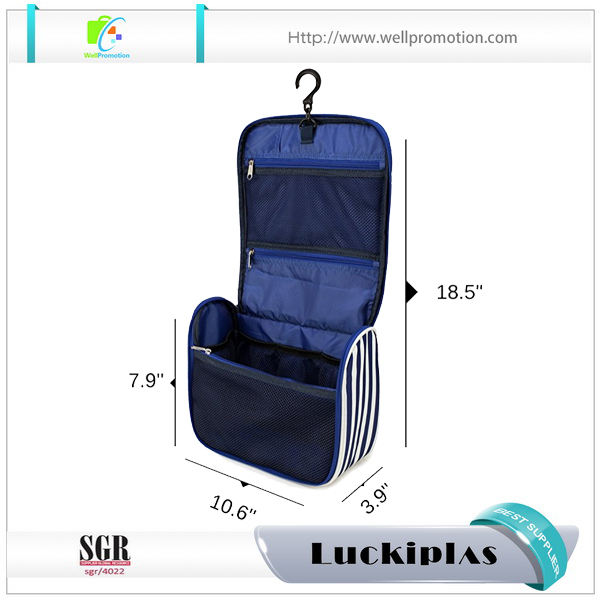 Stripe women portable travel makeup bag