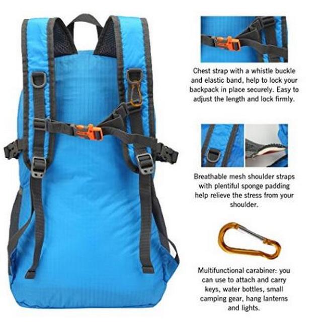 Packable Durable waterproof nylon SBS/YKK zipper comfortable Lightweight Travel Hiking foldable Backpack Daypack