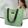 Corduroy Tote Bag Large Shoulder Bags Women Canvas Zipper Tote Handbags Girls Shopping Bag with Pockets