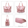 Waterproof Fashion Shine Zippered Tote Handbag Double Layers Wet And Dry Customised Utility Lady Tote Bag