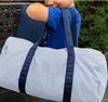 Portable Lightweight Striped Fitness Travel Bag Foldable Sport Gym Weekender Duffel Bag Sport for Women Girls Kids