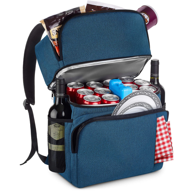Large Soft Double Deck Beer Cooler Backpack Insulated Leak Proof Lunch Rucksack Cooler Bag for Beach Day Trip