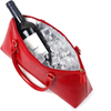 Water resistance portable outdoor wholesale high quality travel picnic pu leather wine beer insulated cooler tote bag red
