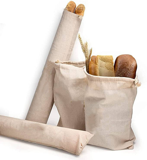 Large Reusable Organic Linen Bread Bags Eco-Friendly Cotton Bread Bags Ideal for Homemade Bread Cheap Wholesale