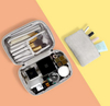 Gray Polyester Custom Private Label Cosmetic Bag Toiletry Case Makeup Brushes Bags In Travel For Makeup Tools Storage