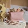 New Super Hot Girl Portable Advanced Simple Double Layer Elastic Soft Leather Double Cloud Makeup Bag