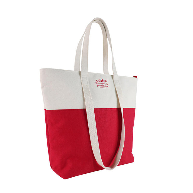 Thick Canvas Cotton Tote Bag with Pocket And Zipper Wholesale Tote Bags Canvas Cotton Shopping Bag Custom