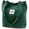 Fashion Women Girls Large Capacity Reusable Cotton Corduroy Custom Logo Plain Tote Bag with Pocket