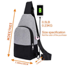 Canvas Sling Chest Bag Sport Crossbody Bagpack One Shoulder Backpack with Usb Charger