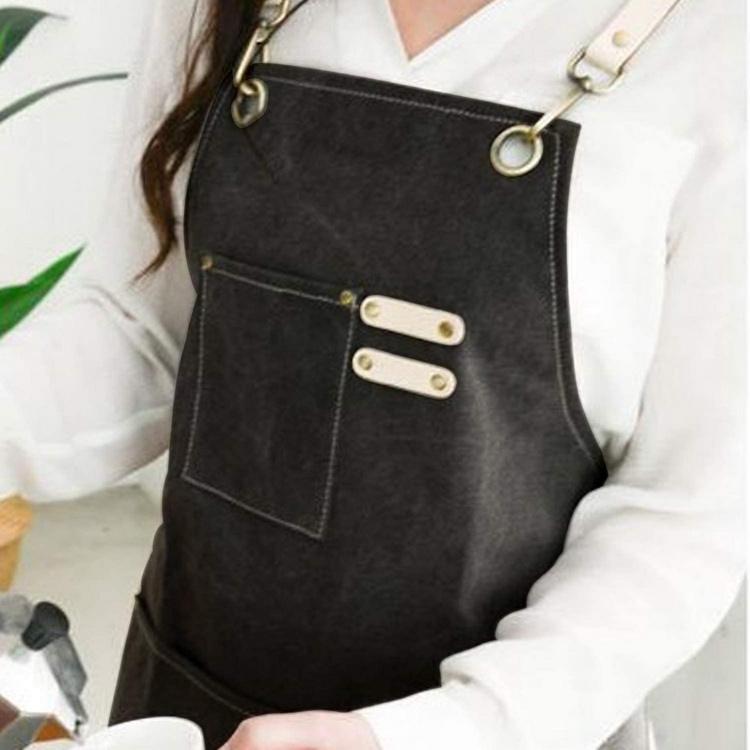 Chef Apron, Cotton Canvas Cross Back Adjustable Tool Apron with Pockets for Women and Men