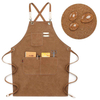 Leather Canvas Aprons Kitchen, Custom Logo Adjustable Neck Waist Belt Apron For Tool Gardening, Barbecue, Coffee Shop