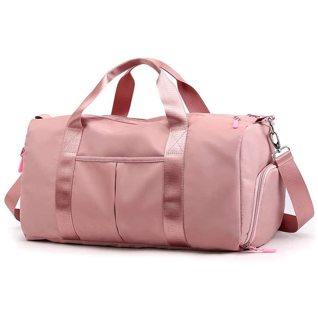 Custom Girls Fashion Travelling Overnight Duffel Bag Woman Nylon Pink Gym Duffle Sports Bag 2021