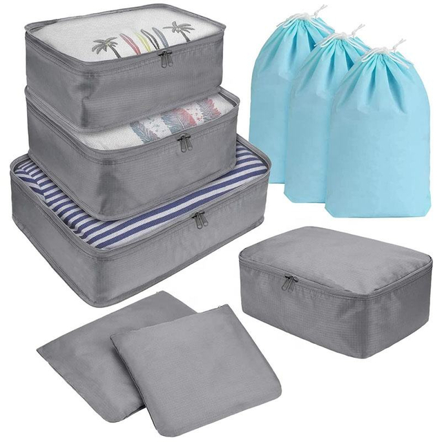 9 Pcs Set Compression Travel Laundry Organizer Cloth Suitcase Bag Portable Packing Cubes Travel Luggage Organizer