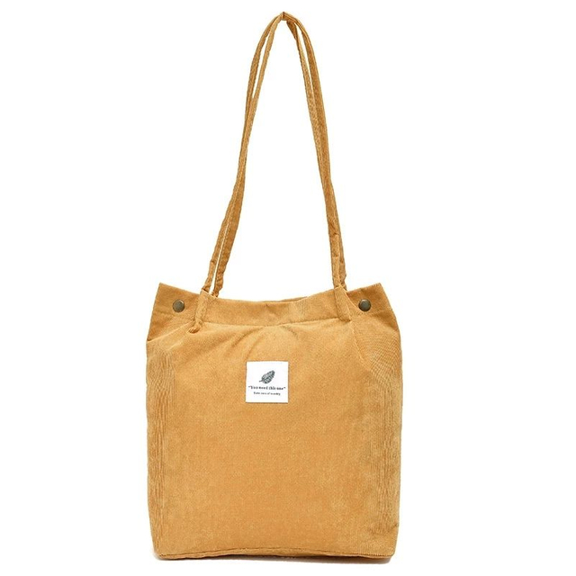 Eco Friendly Corduroy Tote Shopping Bags Unique Girls Women Tote Bag With Shoulder Strap