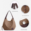 custom logo vintage hobo purses for women 16oz canvas tote shoulder bag recycled cotton handbags