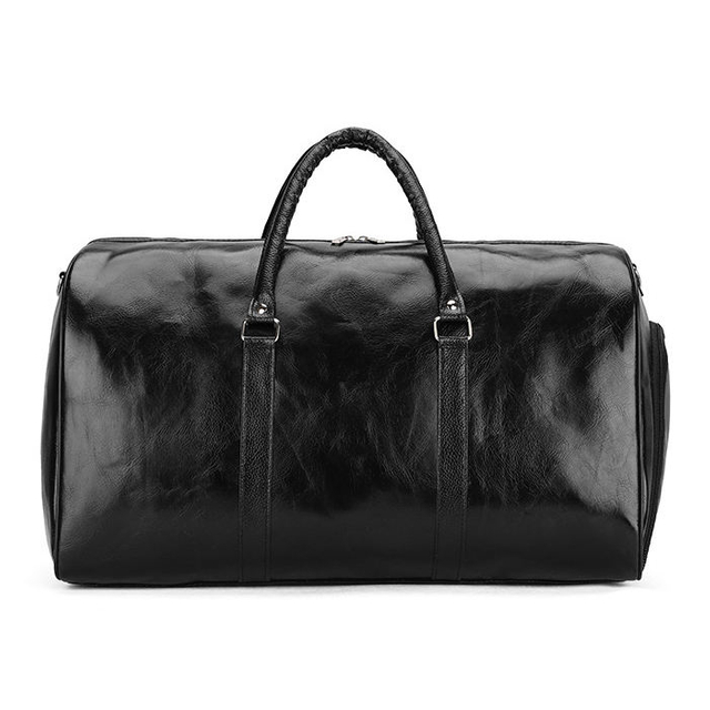 Water Proof 20 Inches Leather Travel Duffle Bag Oversized 40L Sports Gym Bag with Shoe Compartment for Men