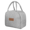 Soft Linen Polyester Customized Logo Leather Label Kids Lunch Bag Thermal Insulation Cooler Bag For Girls