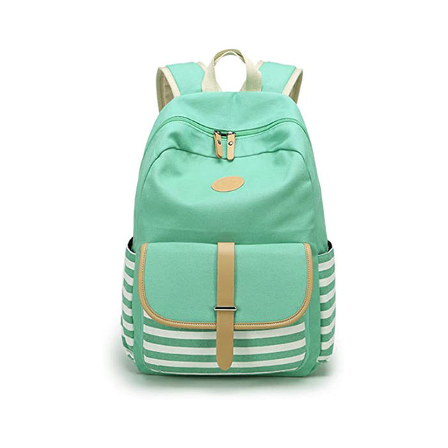 Durable Water-Resistant Canvas School Backpack for Girls Laptop Bag Travel Bag Bookbag Daypack
