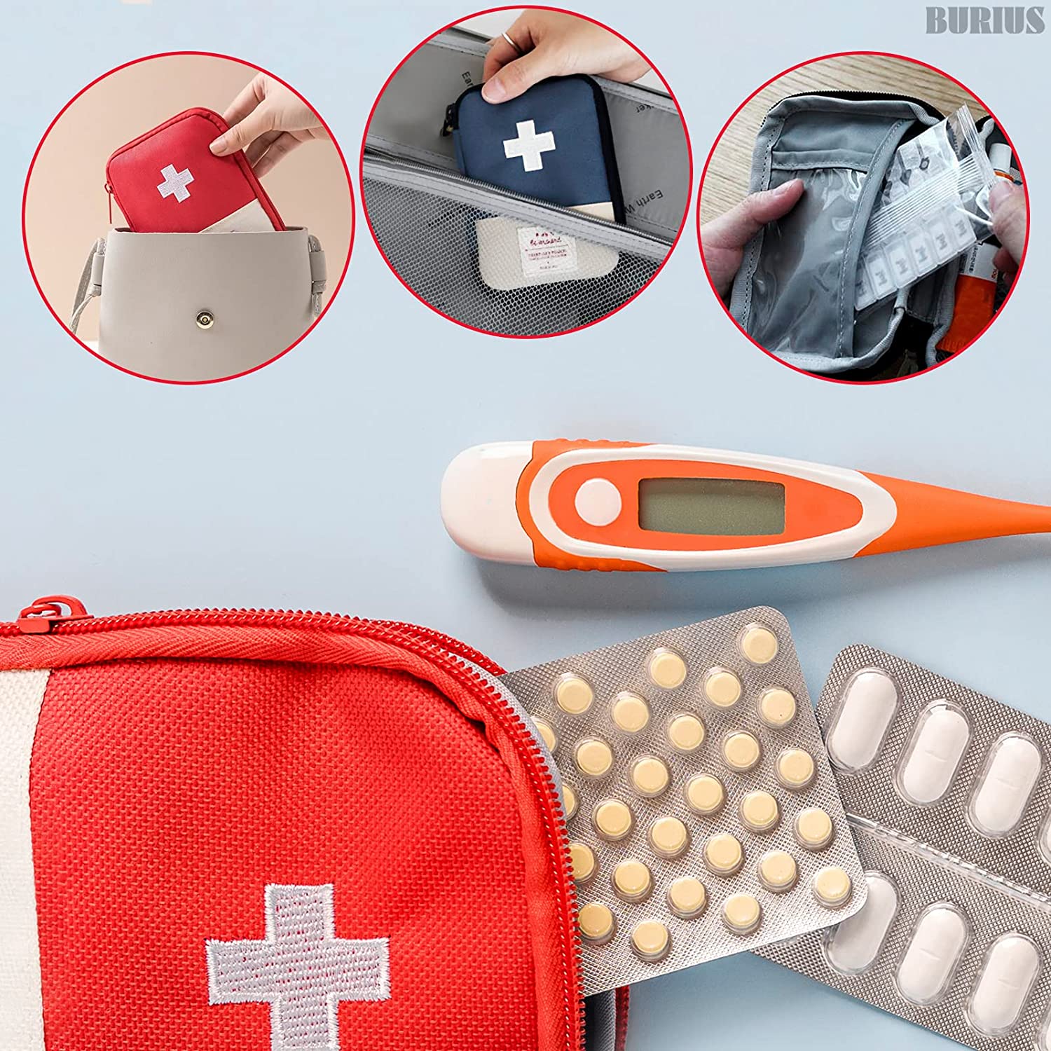 Empty First Aid Bag Emergency Kit 2Pcs Travel Size Survival Kit Small Medicine Bag