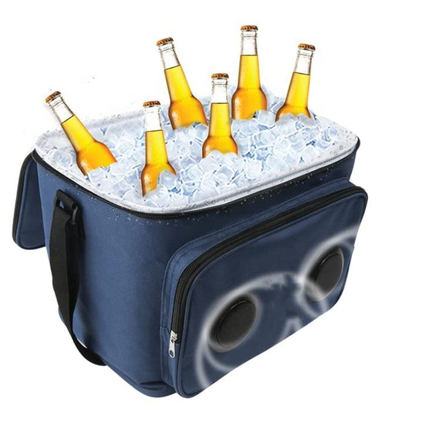 24 Cans Insulated Beer Freezer Lunch Battery Powered Storage Cooler Beach Portable Cooler Bag with Speaker