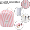Multifunctional Barrel Shaped Travel Toiletry Bag for Women Travel Makeup Custom Cosmetic Drawstring Bag