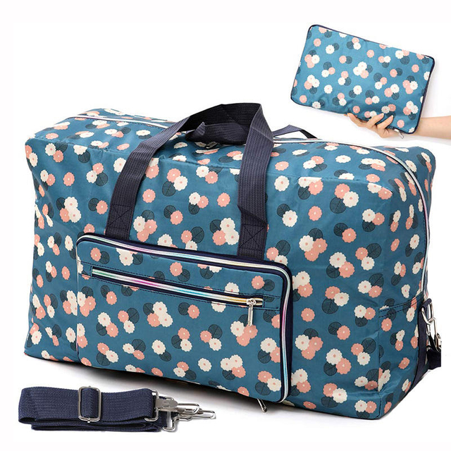 Customized Full Printing Waterproof Polyester Foldable Travel Bag Large Capacity Women Organizer Duffle Bag