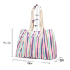 Fashion Strip Printing Large Capacity Women Handbag Shopping Grocery Organizer Travel Beach Tote Bag With Wet Compartment