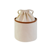 Luxury Fancy Customized Logo Cotton Canvas Cosmetic Bag Drawstring Closure Make Up Storage Barrel Bag