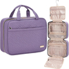 Purple Waterproof Polyester Hangable Cosmetic Bags Travel Toiletry Bag Makeup Organizer Make Up Storage Holder With Hanging Hook