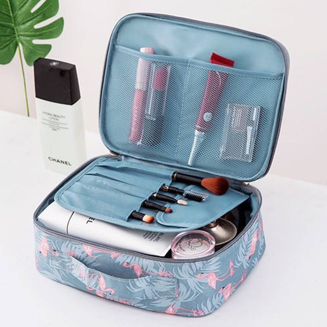 Custom Printed Oxford Lady Pink Cosmetic Bag Durable Waterproof Travel Cosmetic Bag