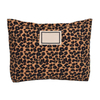 Promotional Custom Personal Logo Label Brown Leopard Cosmetic Bag Toiletry Organizer Travel Make Up Bag Canvas Makeup Pouch