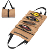 Heavy Duty Tool Electrician Canvas Wrench Roll Up Pouch Tool Zipper Carrier Tote Bag with Long Handle