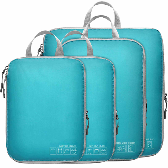 Custom Logo Compression 4 Pack Packing Cubes for Travel Luggage Organizers Storage for Clothes