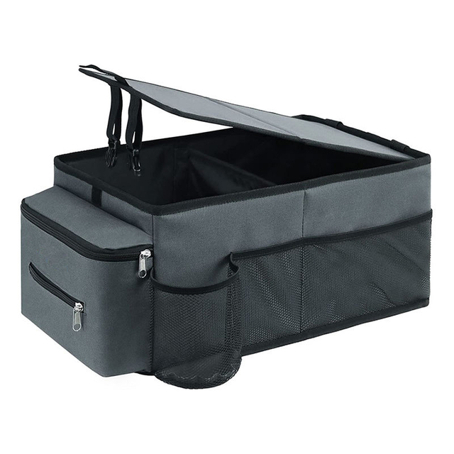 Durable Collapsible Cargo Storage Box Foldable Trunk Organizer And Storage For Car with Cup Holder And Wear-resistant Lid