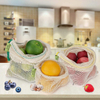 Reusable biodegradable mesh bags, sustainable eco friendly products for fruit storage